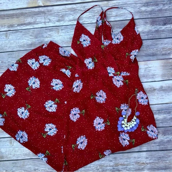 Lush red floral dress with back keyhole - Picture 4 of 7